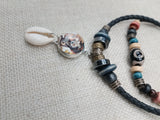 African Women Pendant Cowrie Shell Jewelry Leather Adjustable Tribal Beaded Ethnic