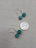 Green White Beaded Earrings Women Round Jewelry Crackle Ethnic