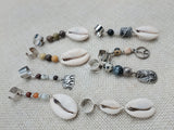 Locs Hair Jewelry Set of 8 Cowrie African Elephants Natural Stone Accessories Braids Twist Dreads Unisex