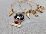 Black Women Bangle Charm Bracelet Queen Jewelry Set of 2 Sankofa Cowrie Gye Nyame Stainless Steel