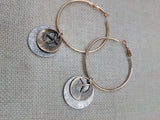 Peace Earrings Women Hoop Jewelry Gold Tone Stainless Steel Dangle Gift Ideas