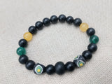Men Bracelets Beaded Black Yellow Green Jamaican inspired