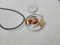 Women Jewelry Silver Stone Natural Citrine Necklace Handmade Black Cord