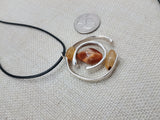 Women Jewelry Silver Stone Natural Citrine Necklace Handmade Black Cord