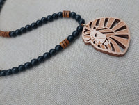 Leo the Lion Necklace Wooden Beaded Black Brown Men Women