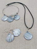 Mother of Pearl Jewelry Set Necklace Earrings Bracelet Set Gift Women Adjustable