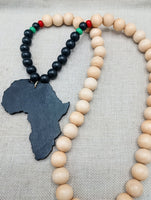 Large Africa Necklace RBG Pendant Pan African Beaded Jewelry Men Black Gift