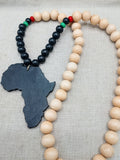 Large Africa Necklace RBG Pendant Pan African Beaded Jewelry Men Black Gift