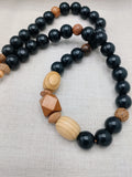 Men Necklace Wood Beaded Black Brown