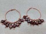 Copper Earrings Hoop Jewelry Beaded Dangle Women Stainless Steel