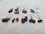 Small Women Beaded Earrings Set of 10 Jewelry Handmade Ethnic Silver Purple Green Red