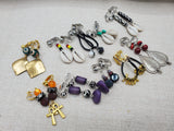 Ethnic Set of 10 Women Clip On Non Pierced Jewelry Wholesale Bulk Beaded Silver Gold
