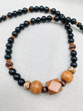 Men Necklace Beaded Jewelry Black Wood Gift Ideas Ethnic Statement Handmade