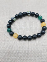 Men Bracelets Beaded Black Yellow Green Jamaican inspired