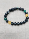 Men Bracelets Beaded Black Yellow Green Jamaican inspired