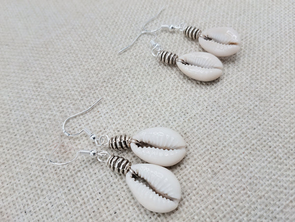 Cowrie Earrings Silver Women Jewelry Handmade Dangle