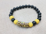 Bracelet Beaded Unisex Jewelry Size 7 Ethnic Statement Gift Ideas Yellow Black Brown