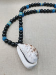 African Necklace Men Large Cowrie Shell Jewelry Black Blue Statement Beaded Ethnic