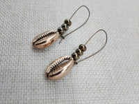 Cowrie Earrings Antique Gold Beaded Long Women Jewelry