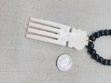 Men's African Necklace Rasta Ghana Beaded Jewelry Duafe Adinkra Black Handmade