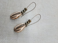 Cowrie Earrings Antique Gold Beaded Long Women Jewelry