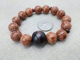 Wood Bracelet Beaded Men Jewelry Size 8 Stretch Handmade Brown