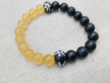 Bracelets Black Yellow White Beaded Stretch Handmade Gift Unisex