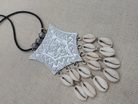 Large Silver Pendant Necklace Fashion Statement Women Jewelry Beaded Handmade Gift Ideas Special $25.00