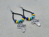 Silver Africa Earrings Dangle Blue Yellow Teal Jewelry Women