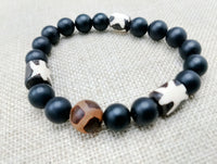 Ethnic Bracelet Beaded Black Unisex Handmade Size 7.5 Inches Gift