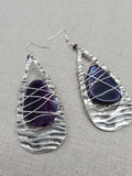 Amethyst Earrings Wire Wrapped Women Antique Silver Jewelry Dangle Unique