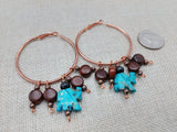 Turquoise Elephant Earrings Beaded Copper Jewelry Women