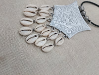 Large Silver Pendant Necklace Fashion Statement Women Jewelry Beaded Handmade Gift Ideas Special $25.00
