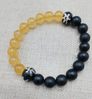 Bracelets Black Yellow White Beaded Stretch Handmade Gift Unisex