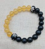 Bracelets Black Yellow White Beaded Stretch Handmade Gift Unisex