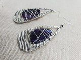 Amethyst Earrings Wire Wrapped Women Antique Silver Jewelry Dangle Unique