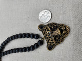 Men Necklace Panther Cheetah Beaded Jewelry Black Antique Gold Gift Idea