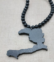 Haiti Necklace Wooden Pendant Black Jewelry Men Beaded