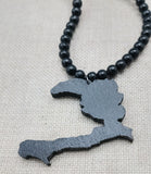 Haiti Necklace Wooden Pendant Black Jewelry Men Beaded