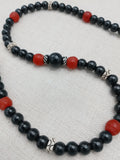 Men Necklace Beaded Jewelry Red Black White Fashion Statement Handmade Gift Ideas