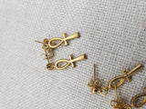Ankhs Small Gold Tone Ankh Earrings Dangle Post Women Egyptian Jewelry