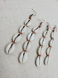Women Cowrie Earrings Long Copper Handmade Boho Ethnic Dangle Jewelry