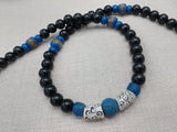 Men Necklace Black Blue Beaded Jewelry Handmade Gift Ideas Ethnic