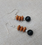 Women Earrings Black Brown Small Dangle Beaded Jewelry Silver