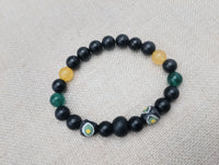 Men Bracelets Beaded Black Yellow Green Jamaican inspired
