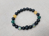 Men Bracelets Beaded Black Yellow Green Jamaican inspired