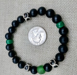 Bracelets Green Black Beaded Jewelry Ethnic Handmade Statement Gift Size 7.5 Inches