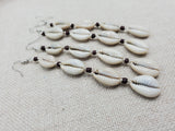 African Earrings Cowrie Jewelry Dark Brown Beads Boho Ethnic Dangle Women Gift Ideas