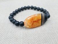 Women Bracelet Agate Black Beaded Jewelry Boho Stretch Handmade