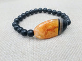 Women Bracelet Agate Black Beaded Jewelry Boho Stretch Handmade
